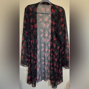 Sheer Black Floral Rose sleepwear set with cheeky bottoms. Women's Intimates